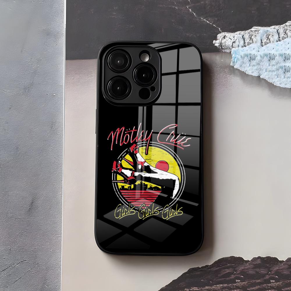 M-MotleyS Rock C-CrueS Phone Case For IPhone 17 Air 16 E Pro Max 15 14 13 Mini 12 Pro 11 Max Plus Black Glass Cover