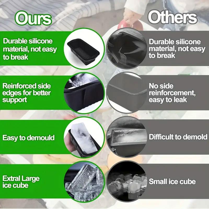Очень большие формы для кубиков льда, 4 шт. больших форм для изготовления кубиков льда, ледяные кирпичи, многоразовый силиконовый поддон для больших кубиков льда