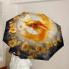 1pc Golden Fish Swimming in Flowers Umbrella with Plastic Handle,Suitable for All Seasons Home Travel Outdoor UmbrellaDD497