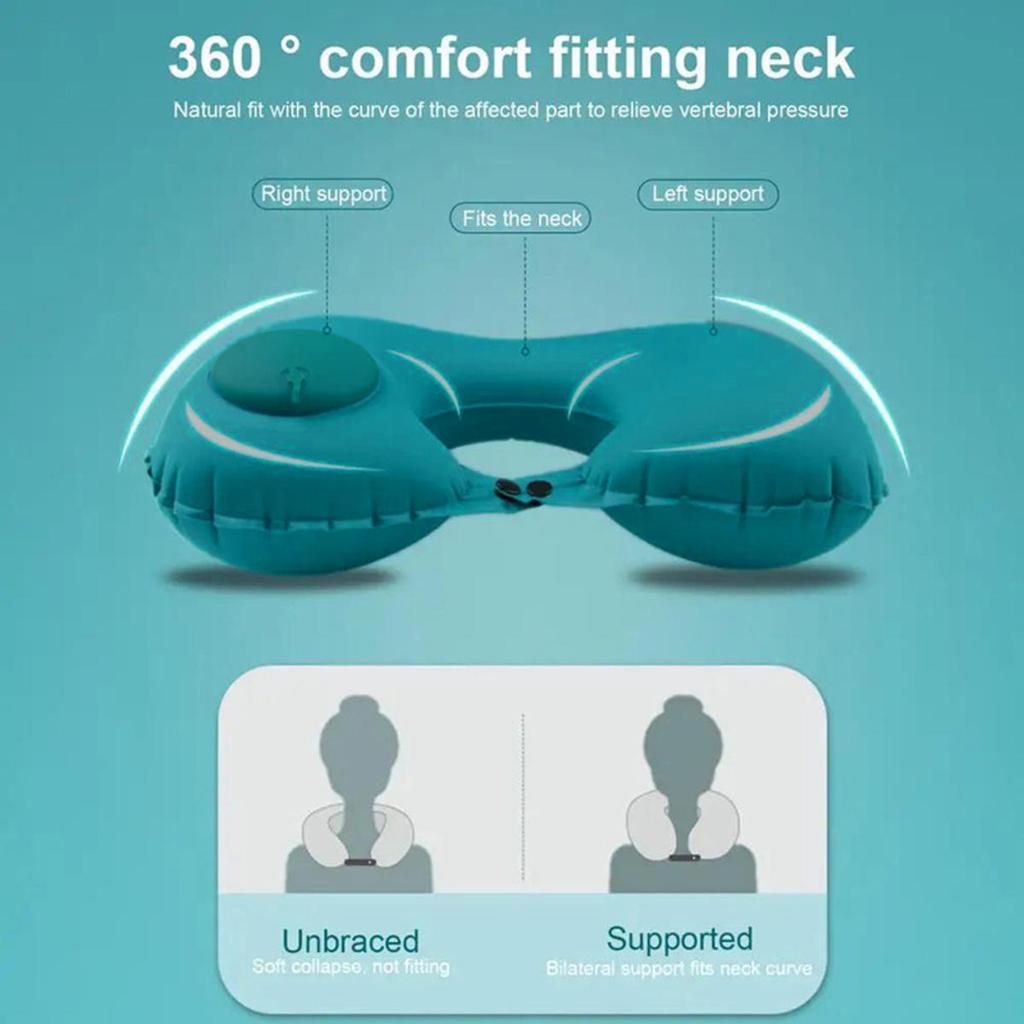 Flocking Inflatable Neck Pillow Portable Pillow Can Be Stored Self Filled Suitable For Outdoor Travel Camping Hiking