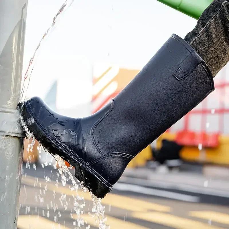 Модные резиновые сапоги для мужчин, водонепроницаемые, устойчивые, фермерские, мужские, высокие, длинные, грязевые, городские, резиновые, оригинальные, износостойкие, новые