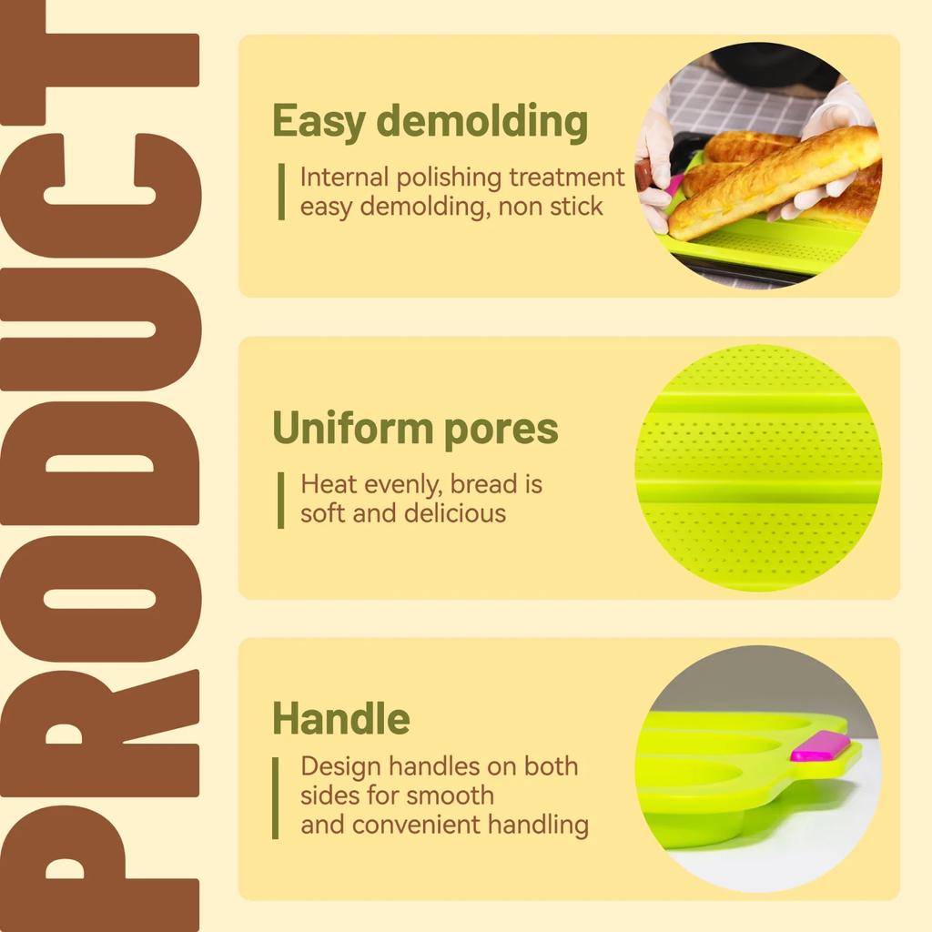 1 шт., 3 решетки, форма, силиконовая форма для выпечки торта, инструмент для выпечки своими руками, термостойкий силикон, антипригарное покрытие для выпечки французского хлеба