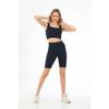 Black Comfortable Flexible Ribbed Sports Bra - Biker Tights Set