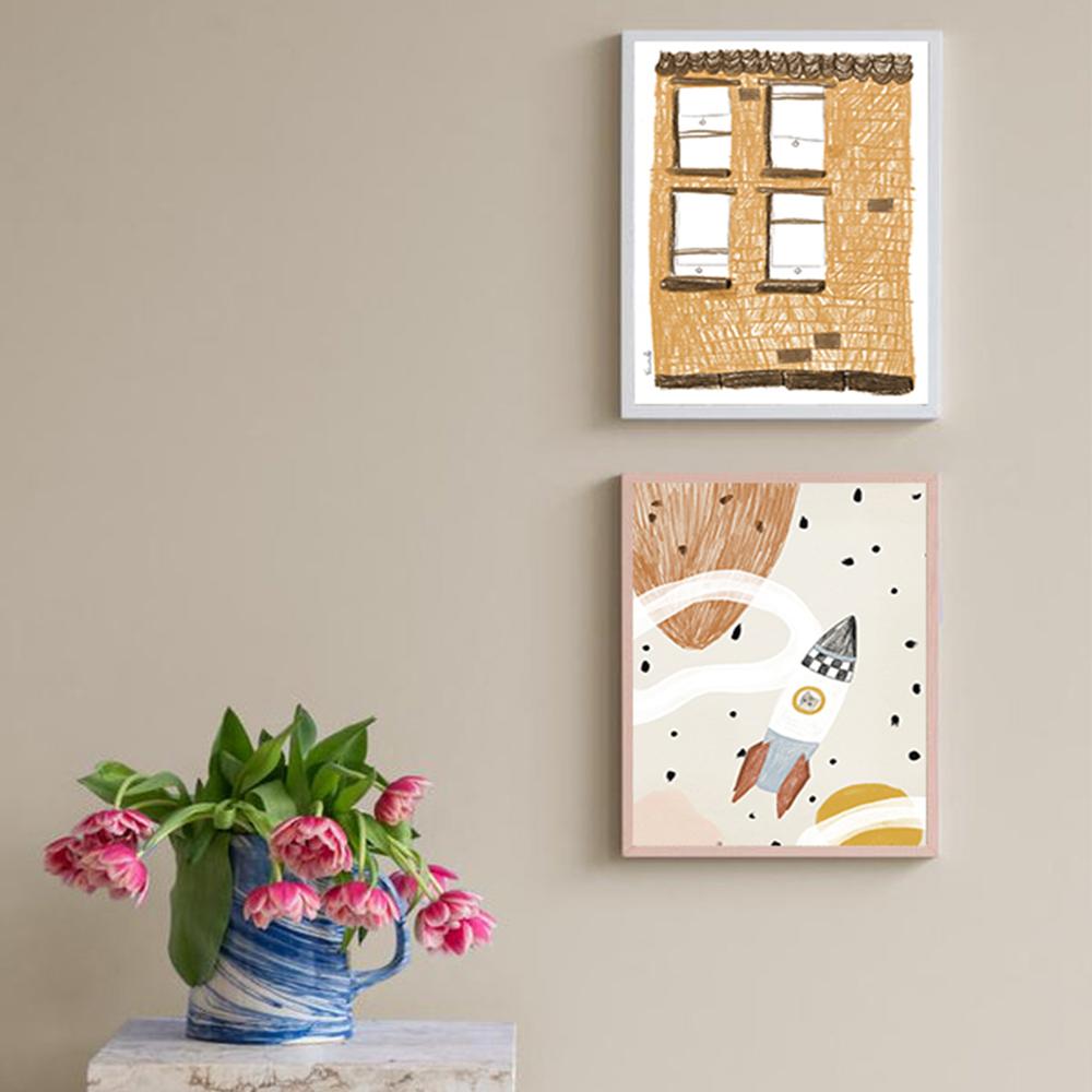 Мультфильм Кот Ракета Печать Плакатов Абстрактное Животное Собака Слон Дом Детская Комната Искусство