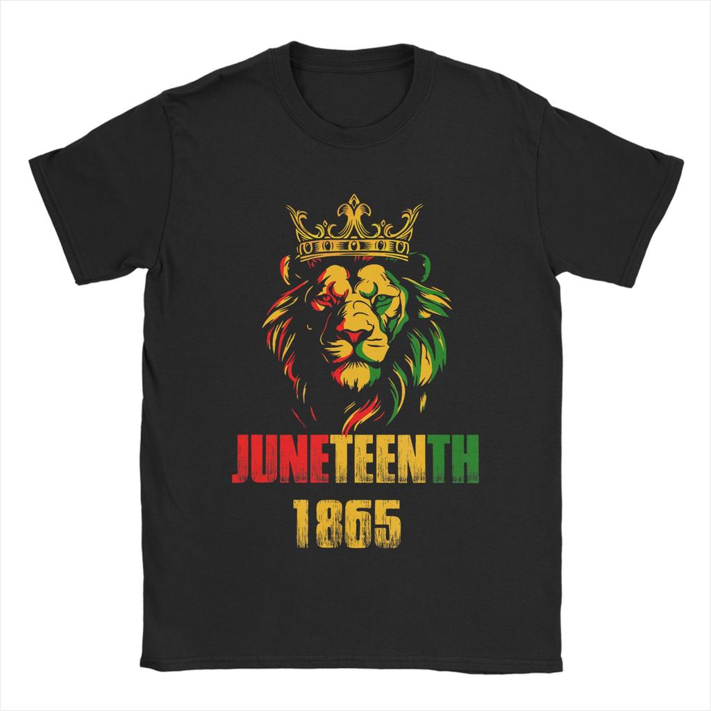 Lion Juneteenth 1865 African TShirts for Unisex Unisex Vintage Cotton Tees Round Collar Short Sleeve T Shirts Gift Idea Clothing