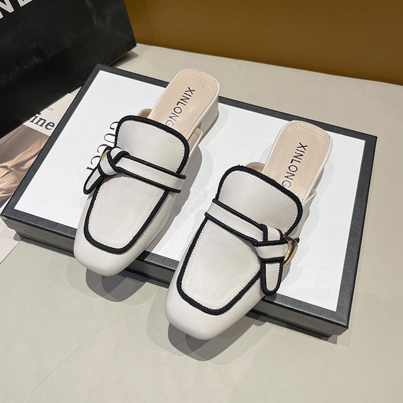 Баотоу полушлепанцы женские новые летние средний каблук женская обувь мода толстый каблук интернет-знаменитость Мюли крутые шлепанцы