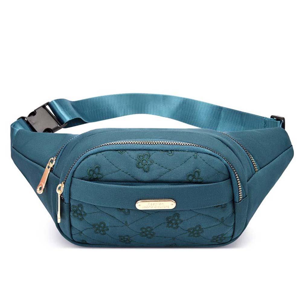 Waterproof Women Fanny Pack Large Capacity Outdoor Waist Bag Zipper Embroidery Bumbag Jogging