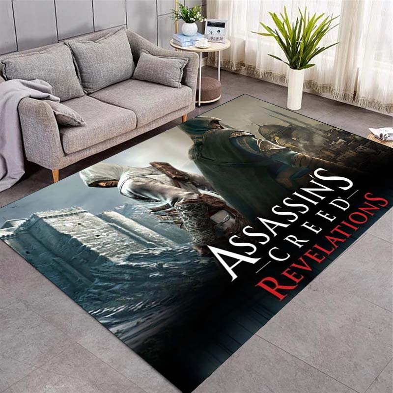Коврик Assassin's Creed с несколькими главными героями, фон темного леса, нескользящий коврик для пола, стирающийся игровой ковер для спальни геймера, мужская берлога, декор для дома