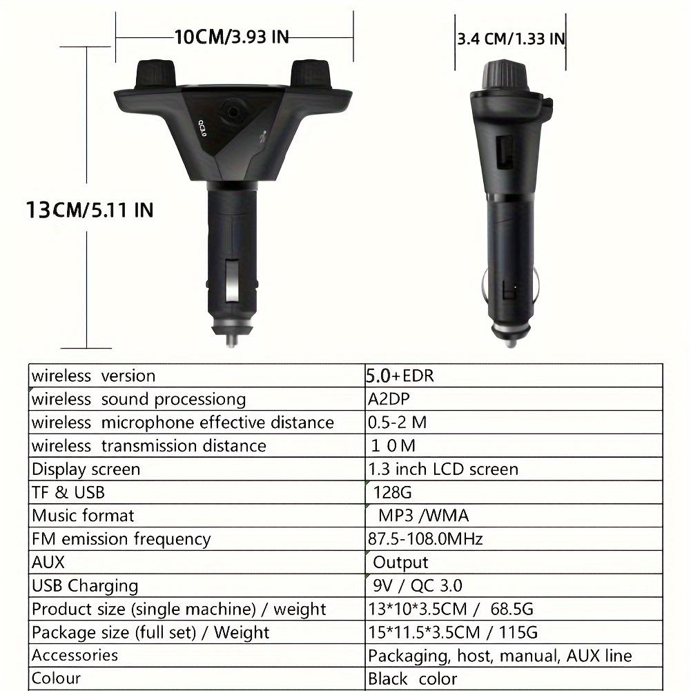Автомобильный адаптер Bluetooth 5.0 FM/AUX передатчик комплект MP3-плеер беспроводной беспроводной громкой связи двойной USB зарядное устройство светодиодный экран
