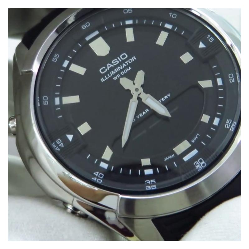 Casio Waterproof Chronograph Automatic Calendar Quartz Movement Resin Strap Japanese and Korean Watch Men's Watch Black Dial AMW-840-1AVDF