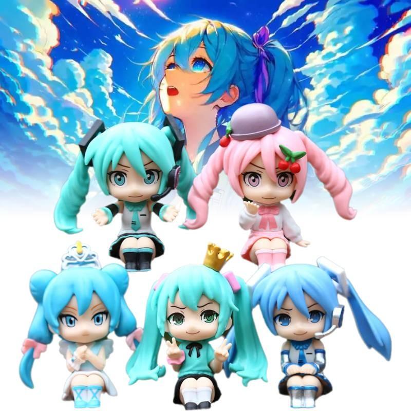 Miku Hatsune 5pcs Q Version Model Toy Cartoon Children Cake Baking Decoration