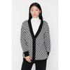 Black V-neck Patterned Knitwear Cardigan Tctaw22th0082