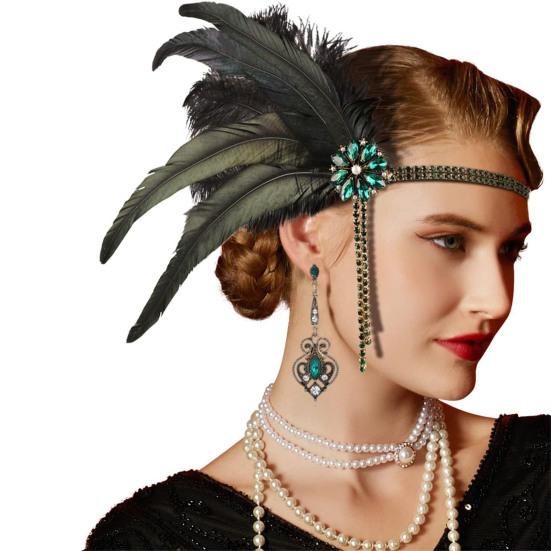 1920s Jewelry Set Headband Gloves Earrings Set Sparkling Earrings Headwear with Sequins Beads Role-Playing Accessories