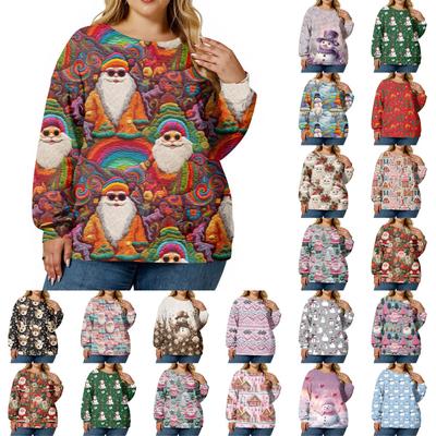 Рождественские толстовки для женщин свитер милая рубашка осенний пуловер топ