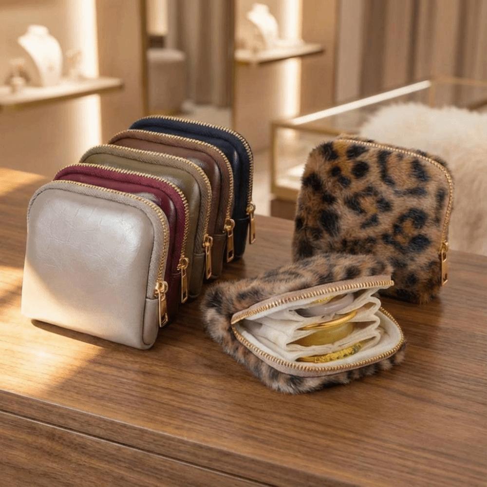 Anti-Scratch Jewelry Storage Bag PU Bracelet Display Pouch Zipper Jewelry Bag  Home Storage