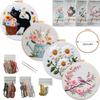 1set Embroidery DIY Flower, Bird, and Rabbit Series Material Set, Including Tools, Suitable for Beginners, Hand Embroidery Fabric Material Set;