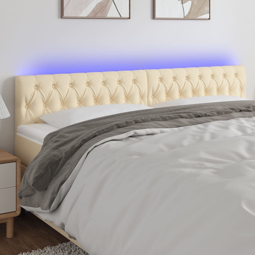 LED Headboard Cream 180x7x78 88 cm Fabric