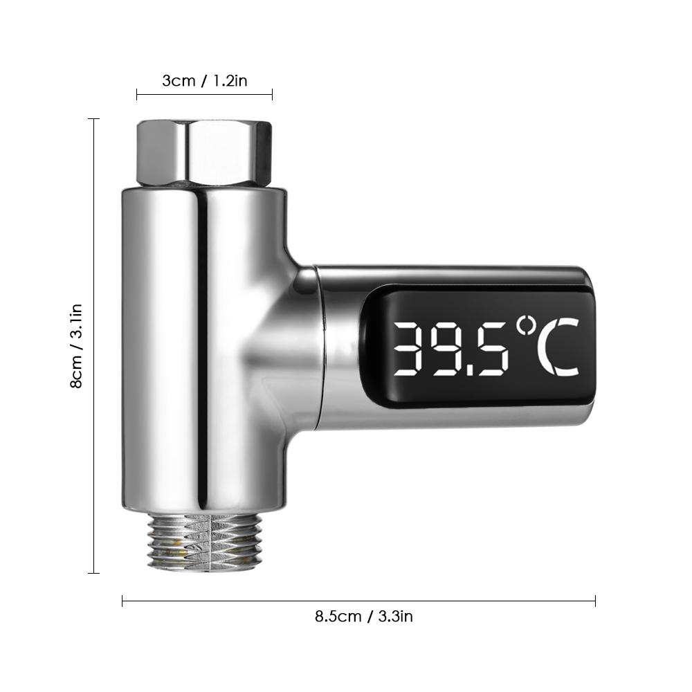 Светодиодный цифровой термометр для душа 5 ~ 85 ° C, самогенерирующийся монитор температуры потока воды в реальном времени