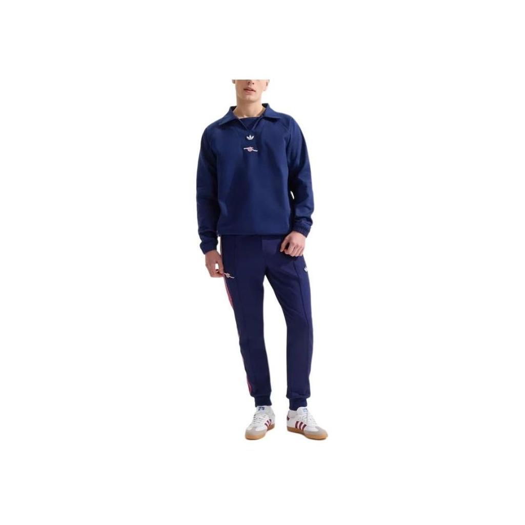 adidas Мужская ретро-футболка-поло с длинным рукавом Originals Синяя JF0547