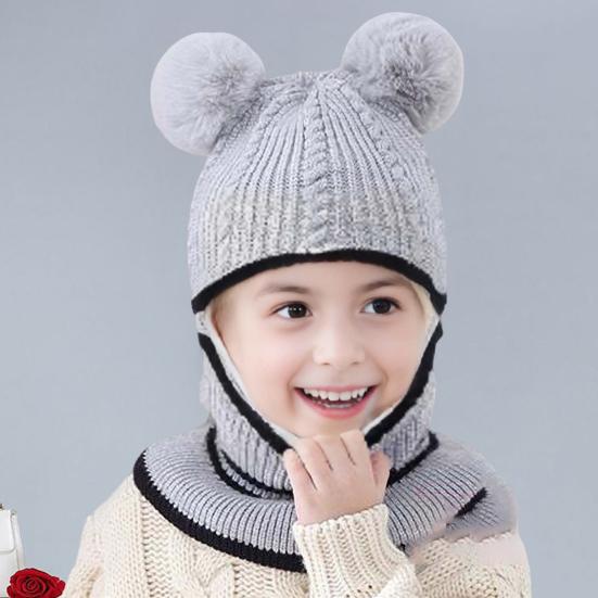 Детская шапка осень-зима, вязаная, толстая, теплая, мягкая, с меховым шариком, декоративная, высокая эластичность, полная защита, устойчивая к холоду, унисекс, зимняя шапка, головной убор