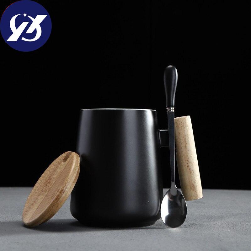 Ceramic Large Capacity Coffee Mug with Wooden Handle Office Water Tea Cup Milk Mug Drinkware