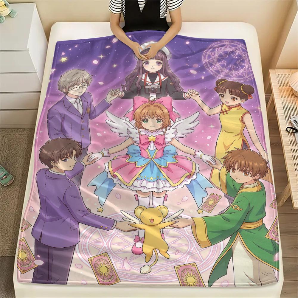 Cardcaptor Sakura Group & Magical pattern Flannel Blanket, Comfortable for All Seasons, Home Decor, Warmth and Comfort, Perfect for Gifts.
