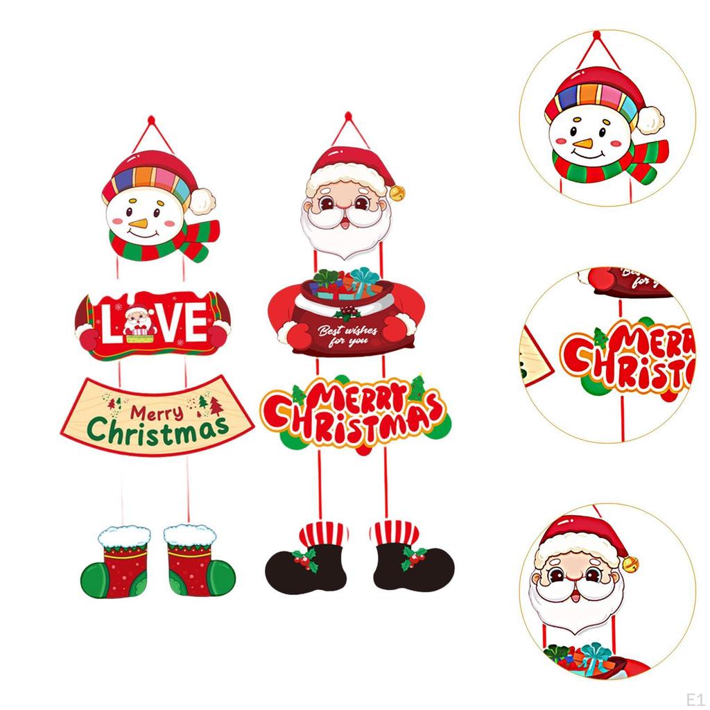 2 Pack Christmas Door Hanging Ornaments Front Signs for Window, Porch, Holiday, Wall