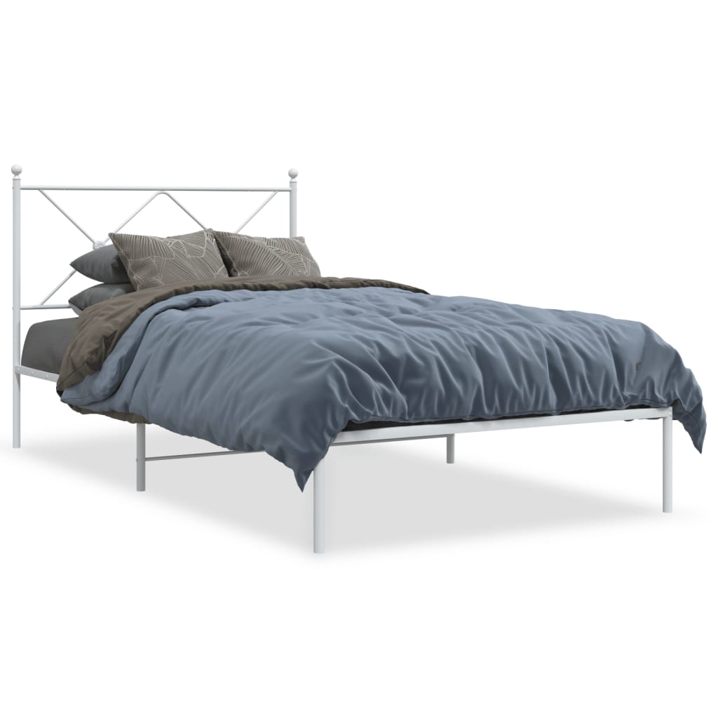 Vidaxl Металлическая Рама Кровати С Изголовьем, Белая, 100X200 См