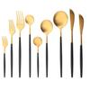 1 Pcs Matte Black Gold Dinnerware Stainless Steel Cutlery Home Dessert Fork Spoon Knife Dinner Silverware Flatware