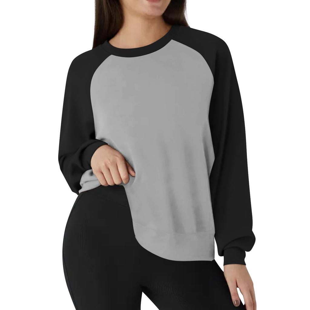 Женская повседневная свободная толстовка-пуловер, однотонная толстовка с длинными рукавами