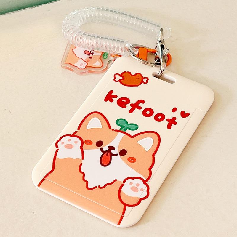 Чехол с мультяшным принтом, идентификационная бирка, чехол для рабочей карты с эластичным ремешком на запястье, держатель для бейджа, чехол для деловой карты доступа