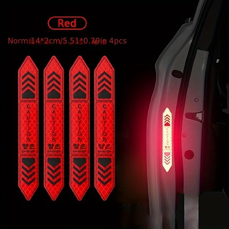 4-Pack Night Reflective Car Door Stickers Plastic Safety Warning Decals14*2cm/5.51*0.79in Visible At 300 Meters