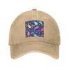 Rainbow Narwhals Under the Sea Blue Washed Denim Cap Casual Baseball Caps Adjustable Hat Summer Unisex Baseball Hats
