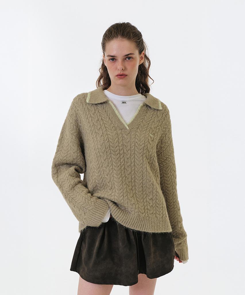 GROVE Alma Collar Knit (Beige)