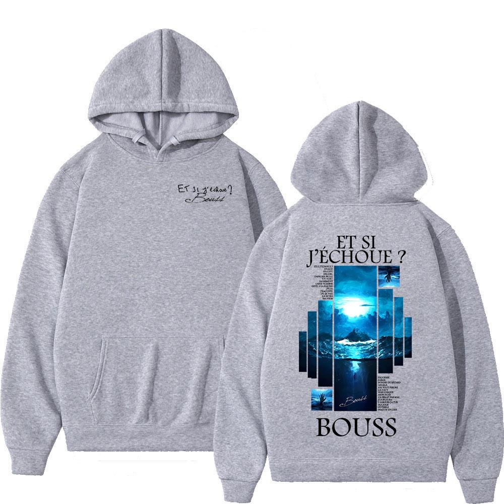 Rapper BoussEt Si J'echoue Album Hoodies Men Women Hip Hop Fashion Pop Music Sweatshirts Casual Vintage Oversized Pullovers Coat