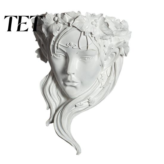 Unique Elf Relief Planter Fairy Face Shape Wall Planter, Girl Flower Pot, Mounted Resin Sculpture Vase for Indoor Outdoor, Cactus, Herbs, Air