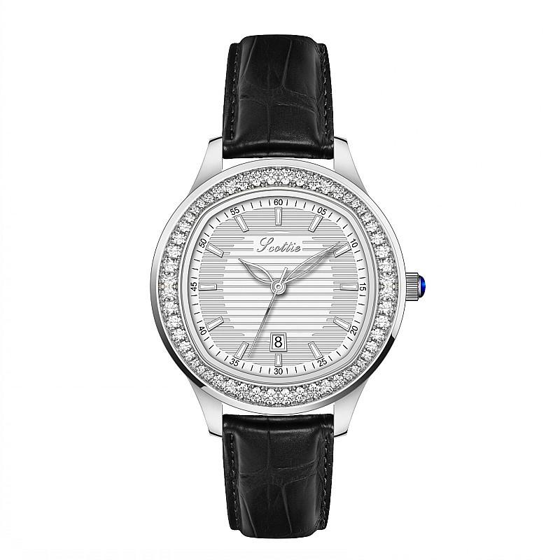 Fashion Diamond Watch Femininity Stainless Steel Strap Calendar Personalized Belt Watch Ladies Watch