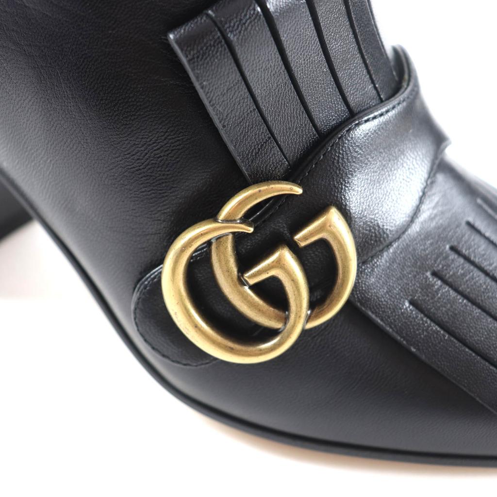 Pristine GUCCI short boots GG Marmont Tassel Side Zip Leather leather 38 408210 Used