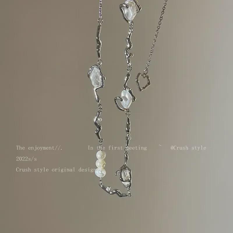 Ожерелье из нерегулярного жемчуга - элегантная и модная цепочка на ключицу для женщин