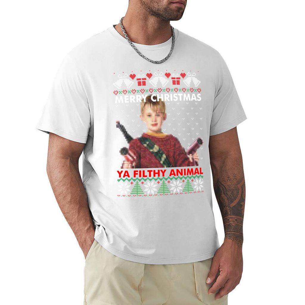 kevin merry christmas ya filthy animal knitted TShirt Halloween Casual TShirt