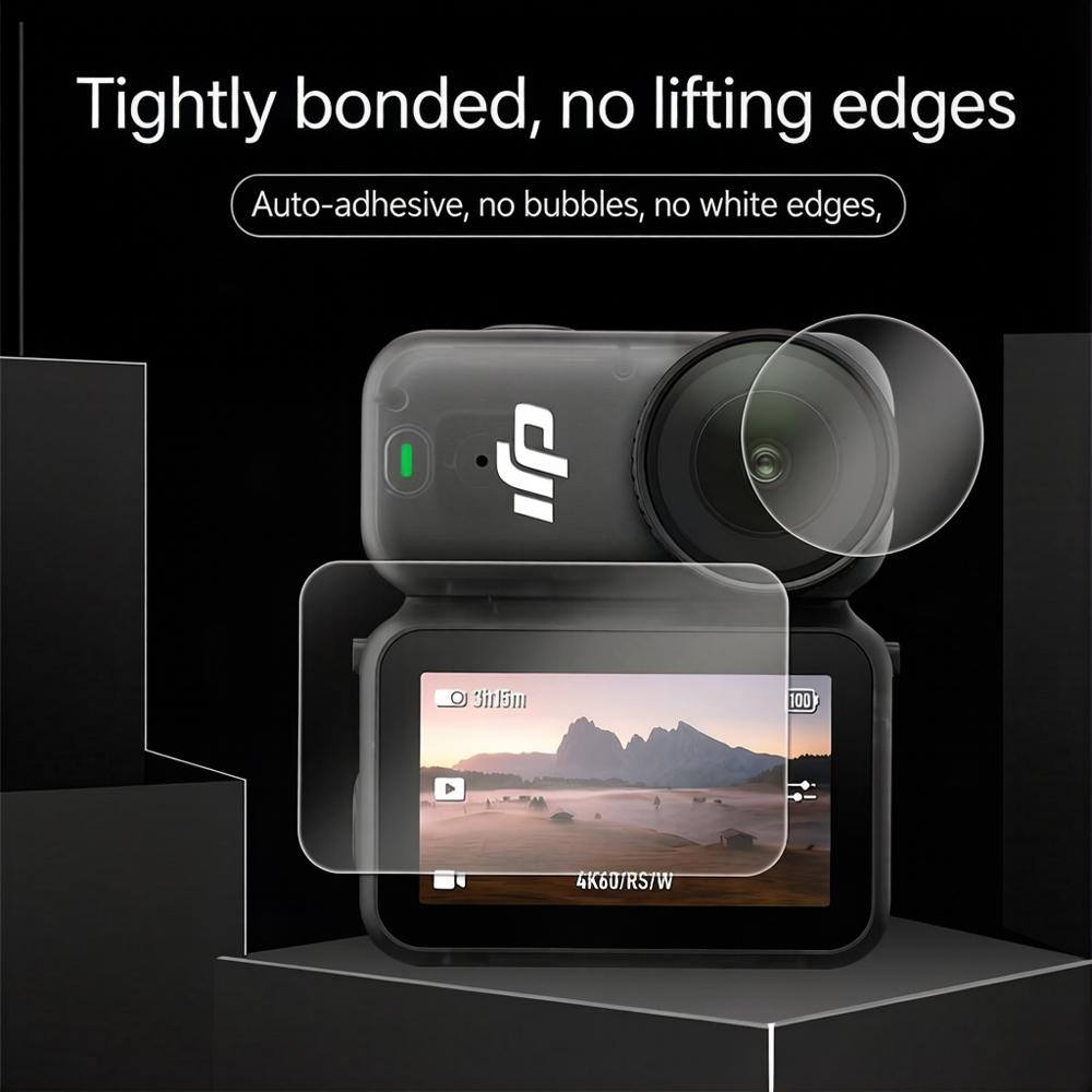 Tempered Glass Screen Protector + Soft Lens Film for DJI Osmo Nano Action Camera, HD Anti-Scratch Protective Film Kit
