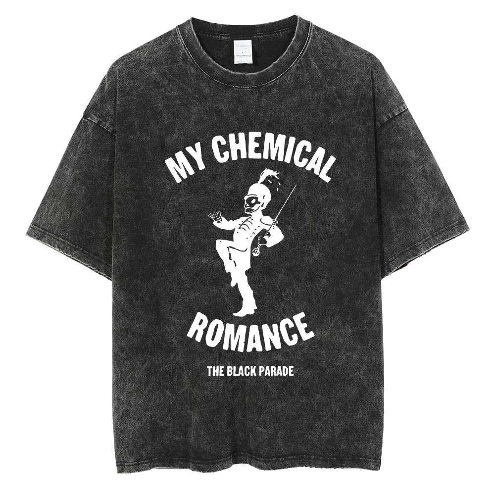 Футболки Rock Band My Chemical Romance Washed The Black Parade для мужчин и женщин в стиле панк-хип-хоп с коротким рукавом, хлопковая футболка, свободные футболки
