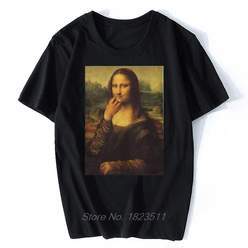 Men's Funny Joconde T Shirt Mona Lisa T-Shirt Uhh Stylish Short Sleeves TShirt O-Neck Cotton