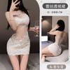 French pure lace embroidery suspender sexy perspective mesh hip skirt big sexy underwear