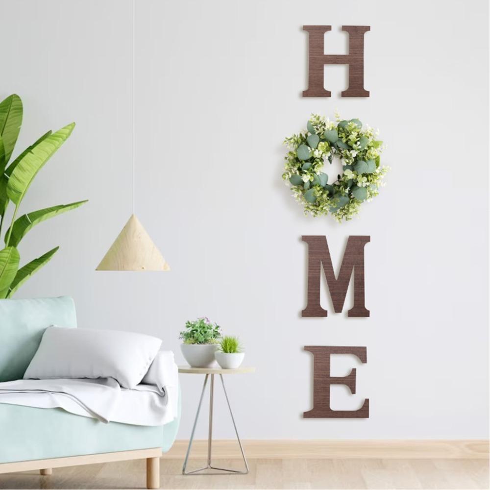 One Letter Design Wood Home Sign Brown Wooden Letters Sign Farmhouse Wall Decor Entryway Decor