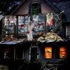 Fabric ghost Halloween garage decoration, large outdoor horror skull banner,