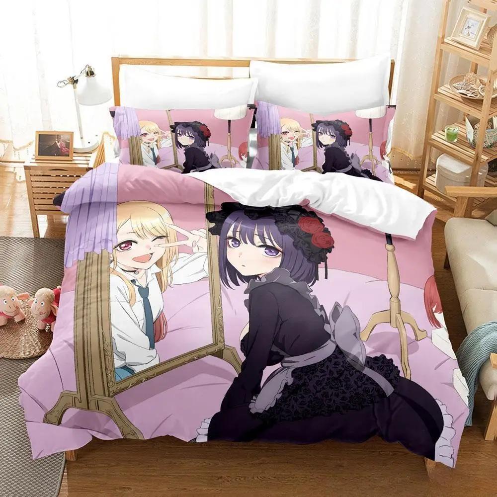 3D-принт аниме Kawaii Marin Kitagawa Комплект постельного белья Single Twin Full Queen King Size Комплект постельного белья Adult Kid Bedroom Наборы пододеяльников