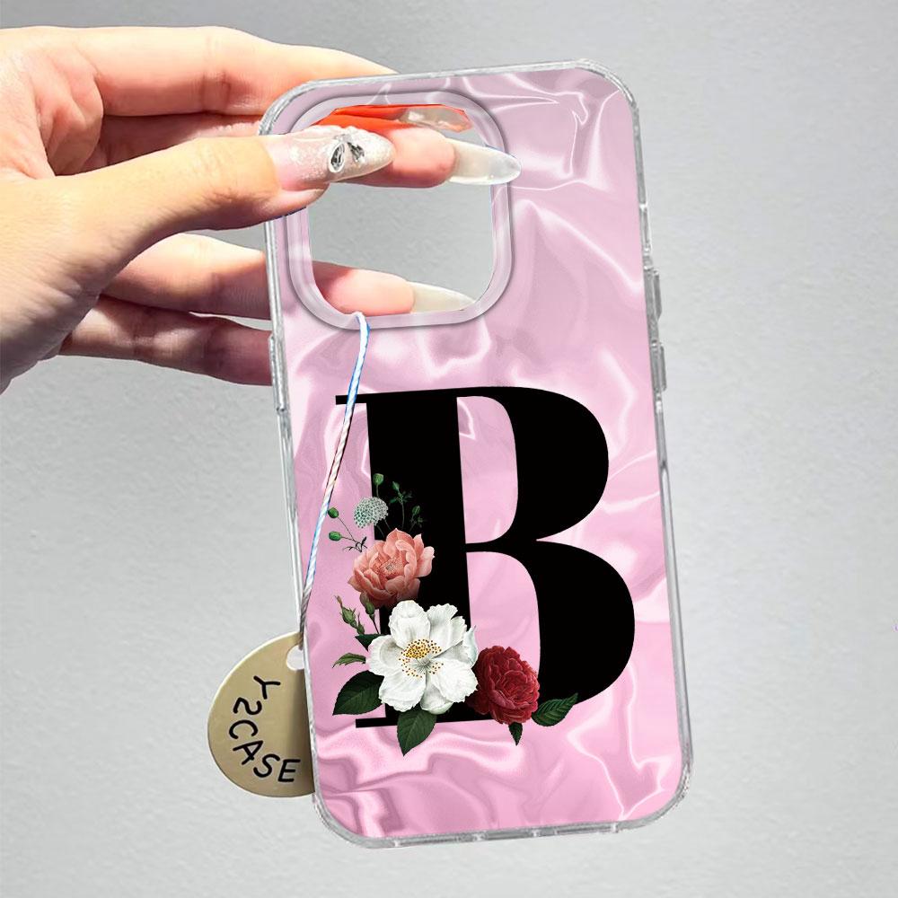 A-Z Черная Буква Пион Цветок Противоударный Чехол для Телефона Для Xiaomi Redmi A5 A3 A4 A1 A2 9A 9C 9 10 Силиконовый Парный Чехол Задняя Крышка