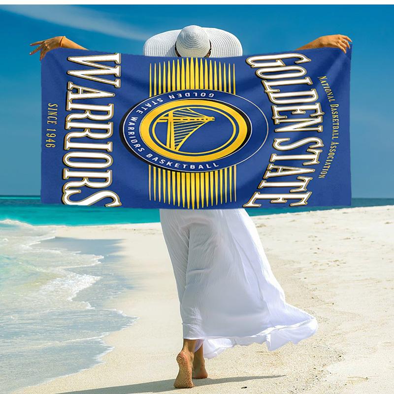 proof beach towel with Golden State Warriors logo pattern - soft,absorbent,quick-drying,machine washable - perfect for swimming,camping,bathing