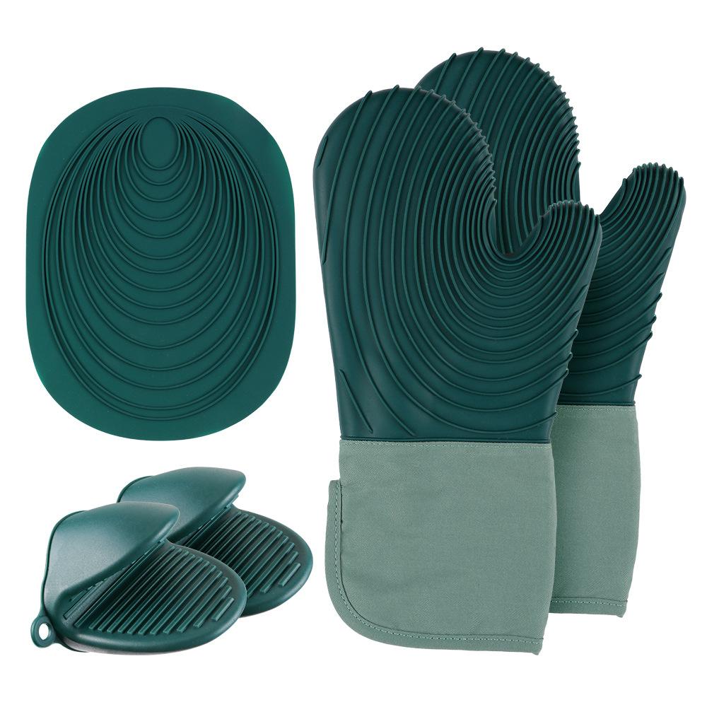 Silicone Cotton Cloth Thermal Insulation Gloves Microwave Oven Anti-scalding Kitchen High Temperature Resistant Thickened Baking Gloves